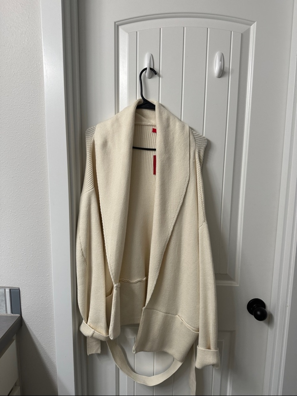 Guess Cream Rib-Knit Open Cardigan